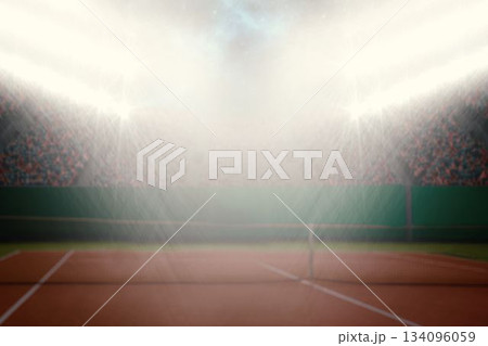 Digitally generated image of luminous tennis court Digitally generated image of luminous tennis court 134096059