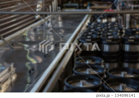 Beer keg against manufacturing equipment 134096141