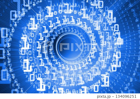 Bright futuristic binary code spiral Bright futuristic binary code spiral 134096251