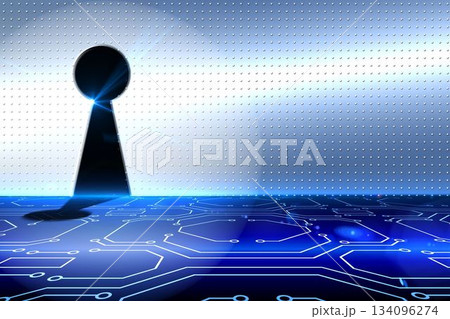Keyhole on technological background Keyhole on technological background 134096274