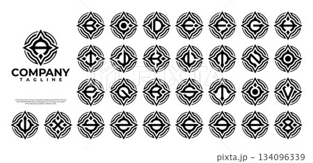 Travel compass initial letter A-Z logo set Travel compass initial letter A-Z logo set 134096339