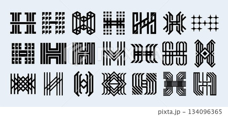 Modern geometric line abstract letter H logo set Modern geometric line abstract letter H logo set 134096365