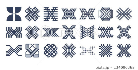 Digital cyber circuit line abstract letter X logo set 134096368