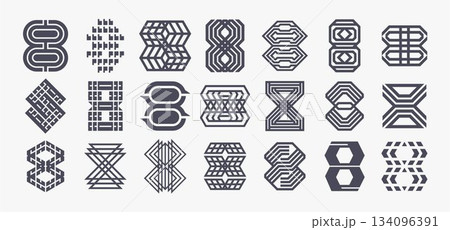 Set of luxury flat line abstract number 8 logo Set of luxury flat line abstract number 8 logo 134096391