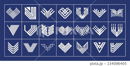 Company abstract checklist letter V logo set 134096405