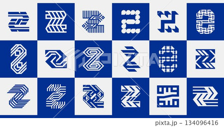 Business abstract letter Z logo, number 2 design set Business abstract letter Z logo, number 2 design set 134096416