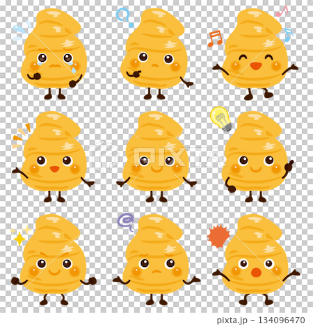 Ginger character facial expression set 134096470