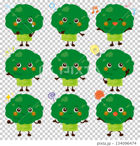 綠花椰菜角色臉部表情套裝 134096474