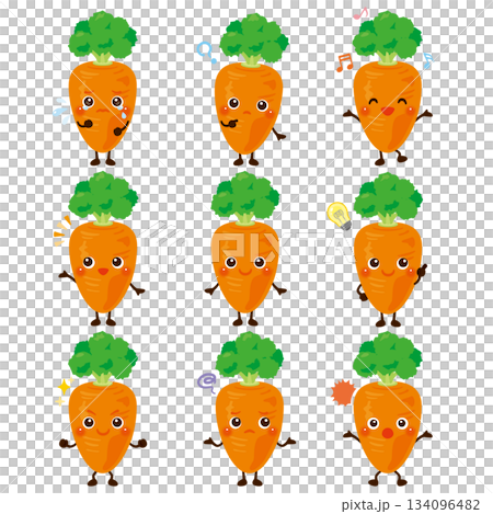 Carrot character facial expression set Carrot character facial expression set 134096482