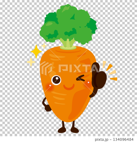 グッドサインを出す人参のキャラクターイラスト グッドサインを出す人参のキャラクターイラスト 134096484