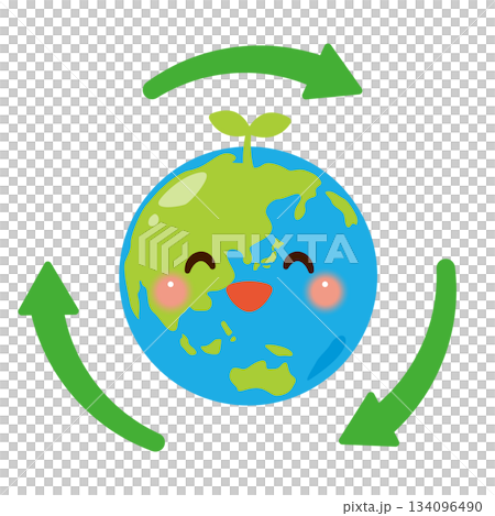 地球特徵和回收符號插圖 地球特徵和回收符號插圖 134096490