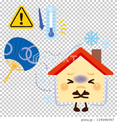 寒がる家のキャラクターイラスト 134096497