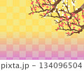 梅の枝と和柄の背景 134096504