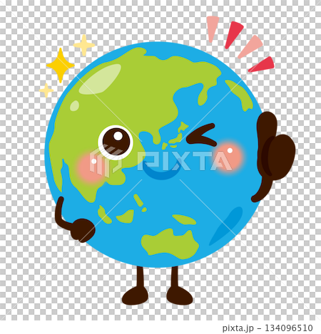 グッドサインを出す地球のキャラクターイラスト グッドサインを出す地球のキャラクターイラスト 134096510