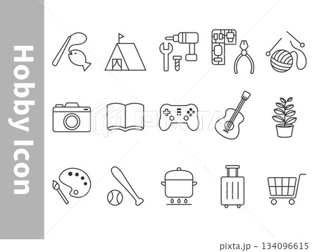 シンプルな趣味アイコンセット 134096615
