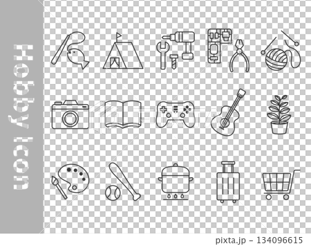 シンプルな趣味アイコンセット 134096615