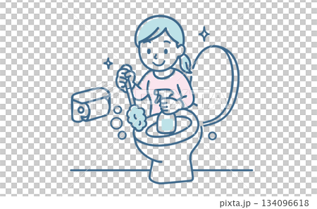 トイレ掃除をしているママ 134096618