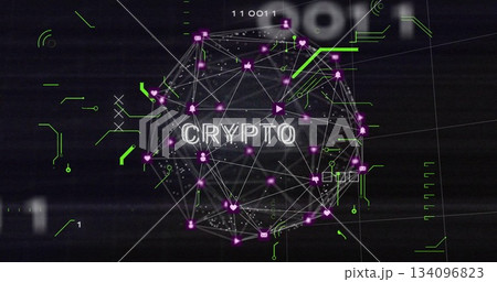 Displaying wireframe Crypto network sphere...のイラスト素材 [134096823] - PIXTA