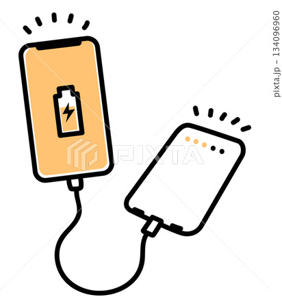 モバイルバッテリーでスマートフォンを充電する_単色 134096960