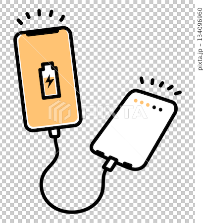 モバイルバッテリーでスマートフォンを充電する_単色 134096960