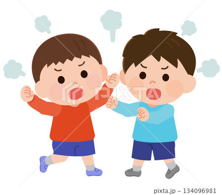 ケンカをする男の子たち　イラスト 134096981