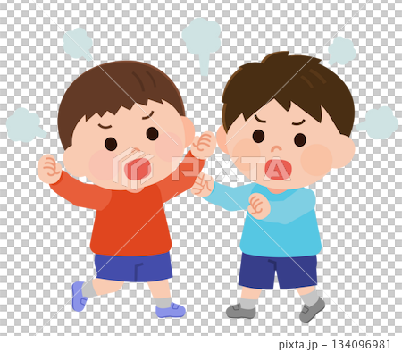 ケンカをする男の子たち　イラスト 134096981