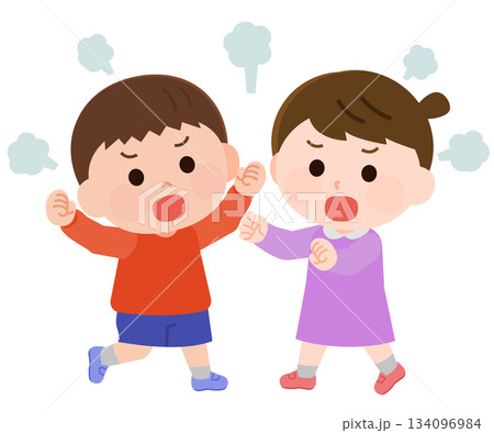 ケンカをする男の子と女の子 イラスト ケンカをする男の子と女の子 イラスト 134096984
