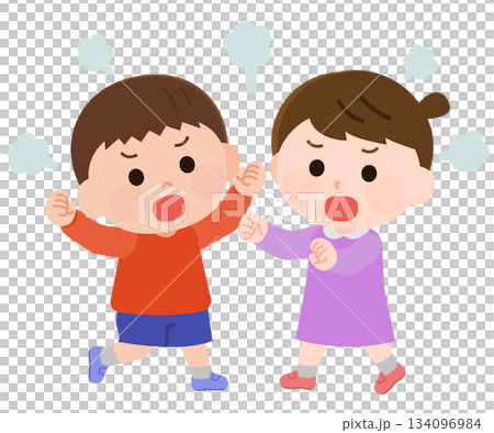 ケンカをする男の子と女の子 イラスト ケンカをする男の子と女の子 イラスト 134096984