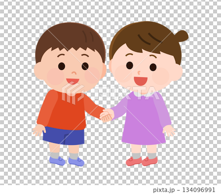 Illustration of a boy and girl who are good friends 134096991