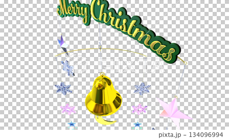 クリスマスのモビールをイメージした 3D画像（PNG素材） 134096994