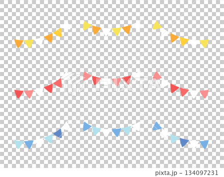 Hand-drawn red, blue, and yellow garland illustration material set_vector 134097231