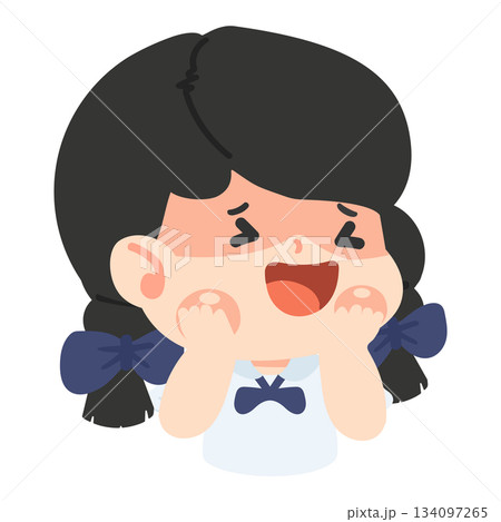 Cartoon Illustration of Girl Laughing 134097265