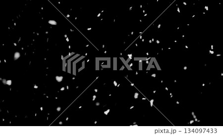 Freeze motion of natural snow falling on black background 134097433