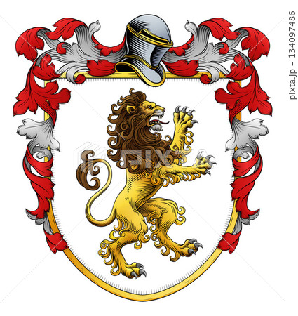 Coat of Arms Crest Lion Family Heraldry Shield 134097486