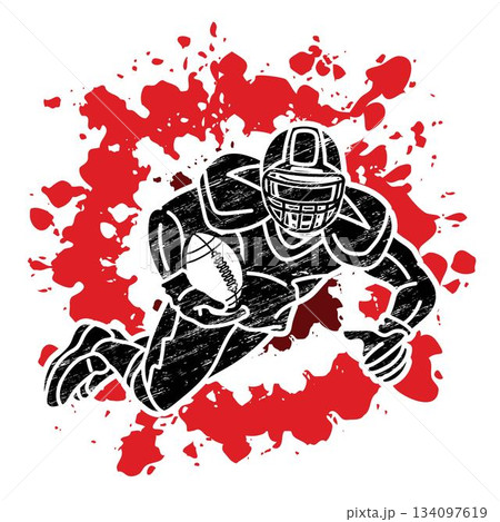 American Football Player Cartoon Silhouette Sport Graphic Vector American Football Player Cartoon Silhouette Sport Graphic Vector 134097619