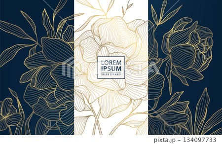 Elegant floral vector background, flower gold line patterns, leaves, oriental ornaments, Chinese, Japanese art. Luxury wedding invitations, spring greeting cards, anniversary posters, vintage royal. Elegant floral vector background, flower gold line patterns, leaves, oriental ornaments, Chinese, Japanese art. Luxury wedding invitations, spring greeting cards, anniversary posters, vintage royal. 134097733