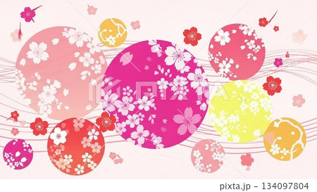 梅や桜が彩る華やかで春らしい和風パターン背景 梅や桜が彩る華やかで春らしい和風パターン背景 134097804