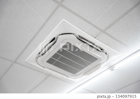 Ceiling mounted cassette type air conditioner. 134097915