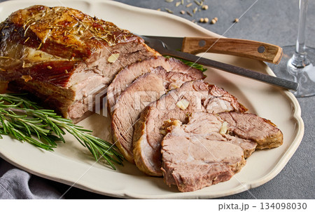 freshly baked pork neck roast freshly baked pork neck roast 134098030