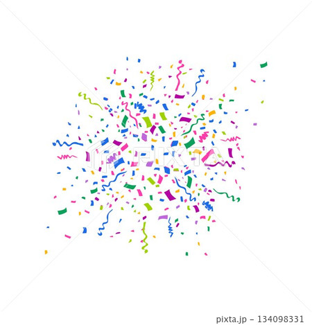 free design Confetti golden burst for celebration party ribbon colorful anniversary birthday 134098331