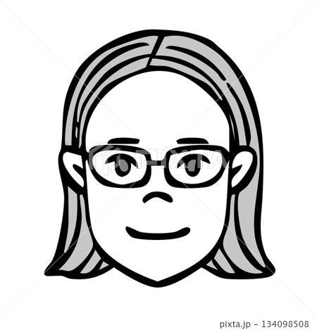 モノクロアイコン_人物・女性・外国人・国籍 134098508