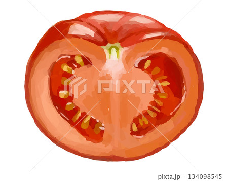 半分に切ったトマトのイラスト 134098545