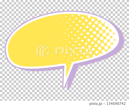 American comic book speech bubble, polka dot pattern with colorful shadows, oblong, yellow American comic book speech bubble, polka dot pattern with colorful shadows, oblong, yellow 134098742