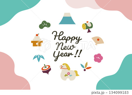 2026年午年年賀状 かわいいお正月イラスト 2026年午年年賀状 かわいいお正月イラスト 134099183