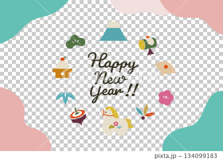 2026年午年年賀状 かわいいお正月イラスト 2026年午年年賀状 かわいいお正月イラスト 134099183