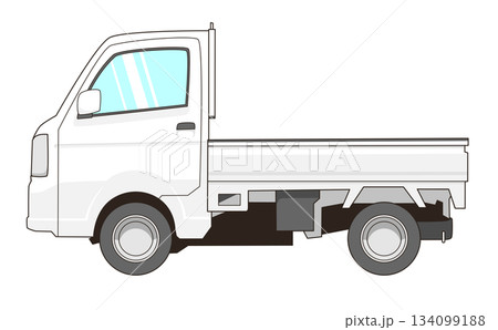白い軽トラックのベクター素材イラスト 134099188