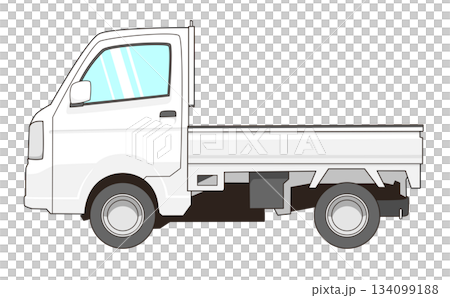 白い軽トラックのベクター素材イラスト 134099188
