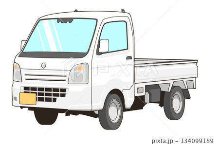白い軽トラックのベクター素材イラスト 134099189
