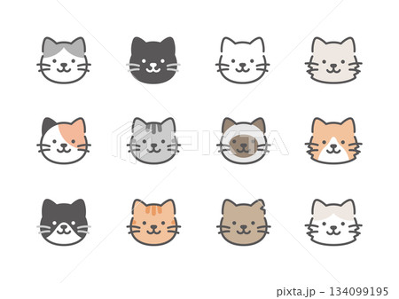 色々な種類の猫のイラストセット 134099195