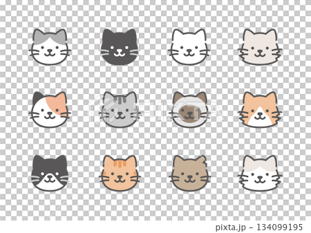 色々な種類の猫のイラストセット 134099195
